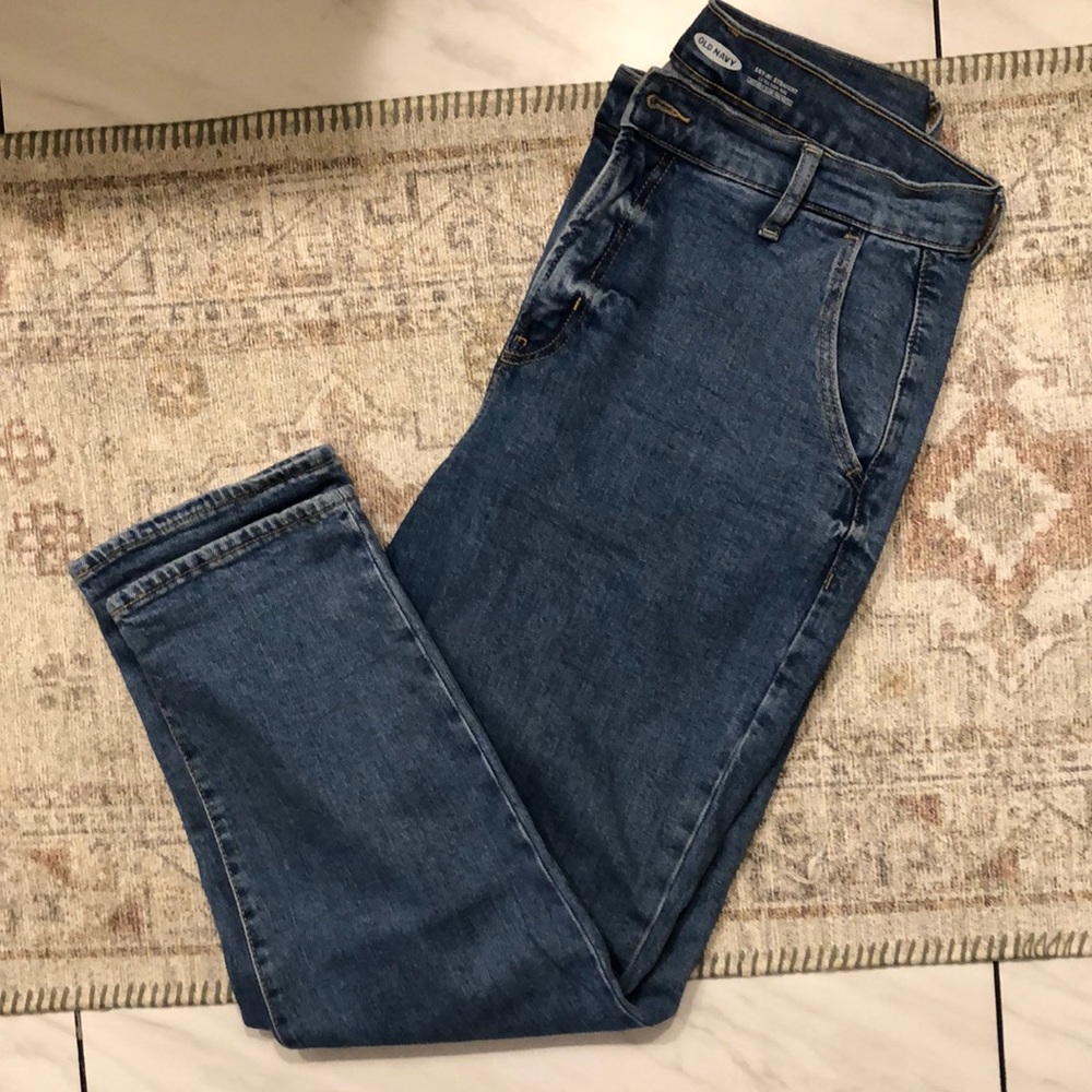 Extra high rise straight denim jeans